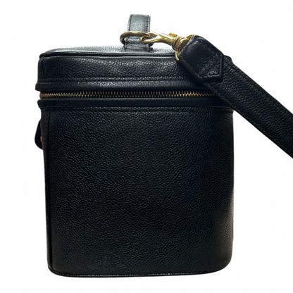 CHANEL Vanity Bag CC Logo Caviar Skin Black Gold Hardware 2WAY CH2115