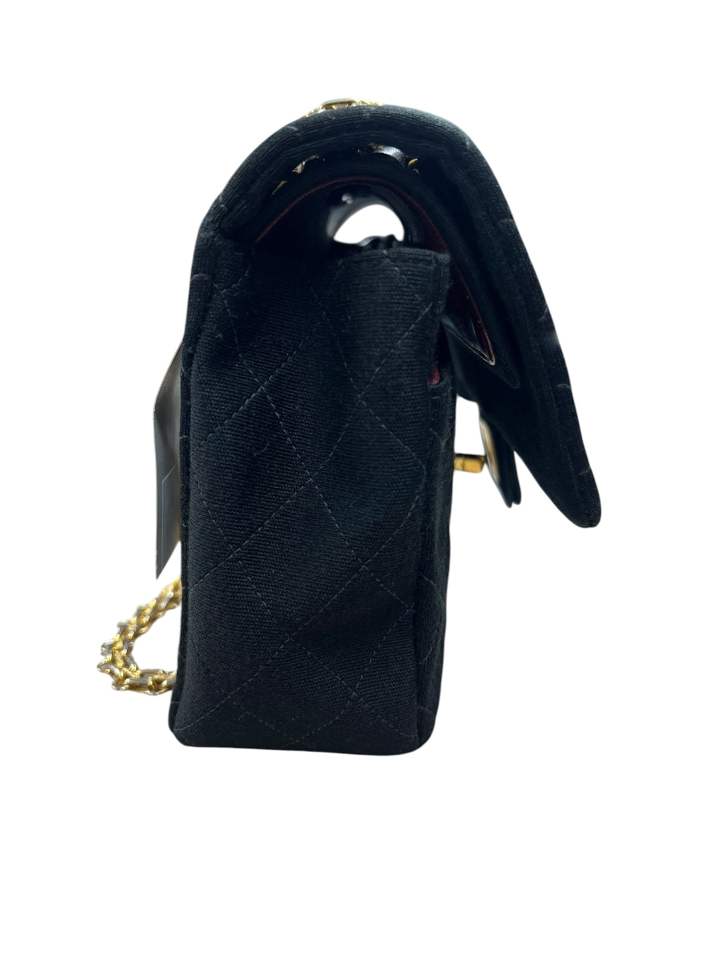 CHANEL Vintage Classic Double Flap Medium Jersey Black Gold Hardware Chain Shoulder Bag 1994-1996 CH2118