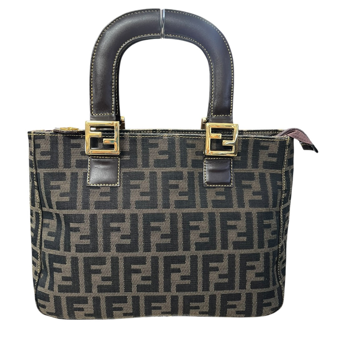 FENDI Zucca Small Tote Bag Canvas Brown FE370