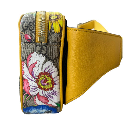 GUCCI GG Flora Ophidia Belt Bag PVC Leather Yellow GU588