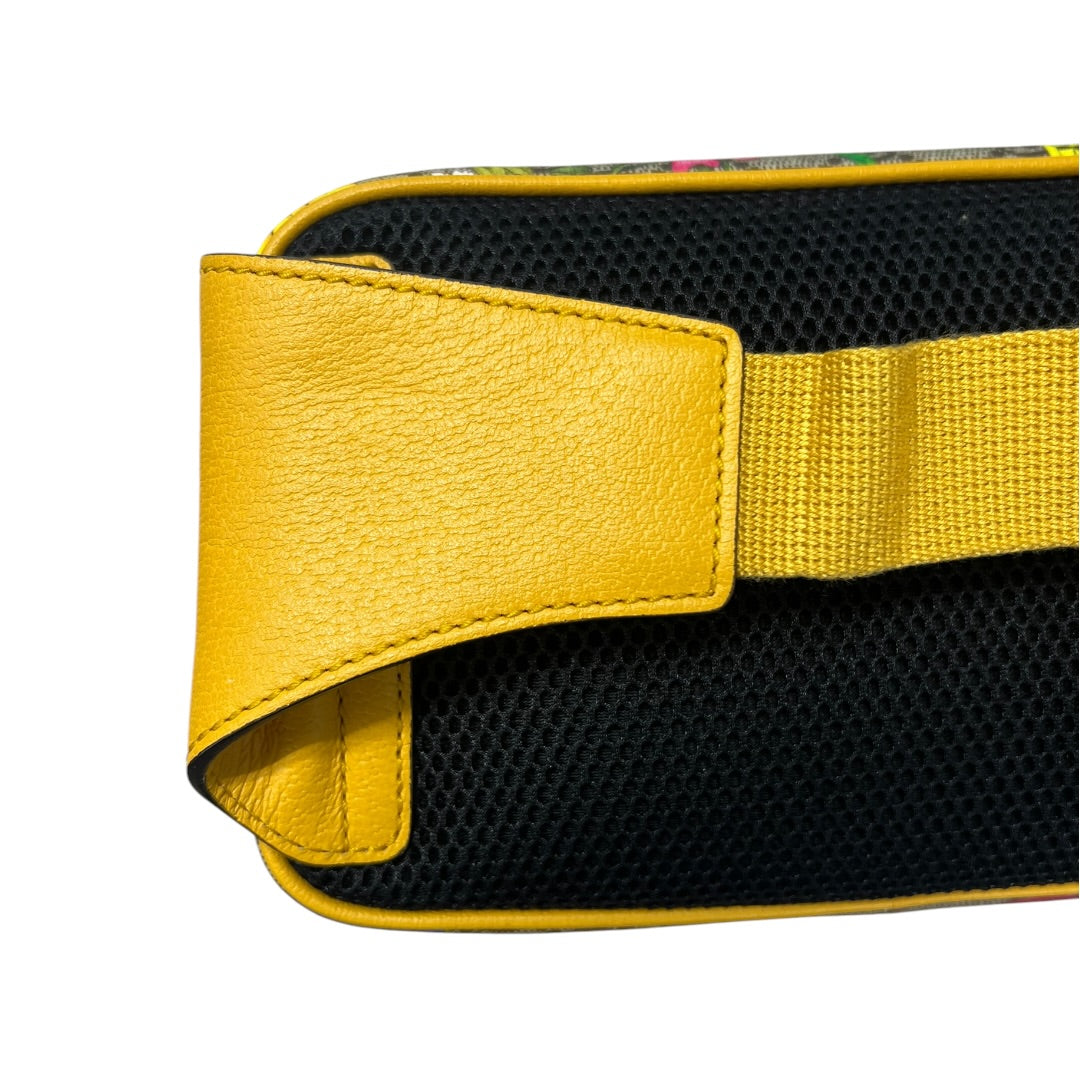 GUCCI GG Flora Ophidia Belt Bag PVC Leather Yellow GU588