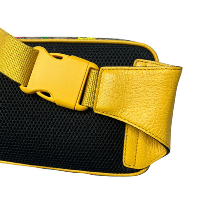 GUCCI GG Flora Ophidia Belt Bag PVC Leather Yellow GU588