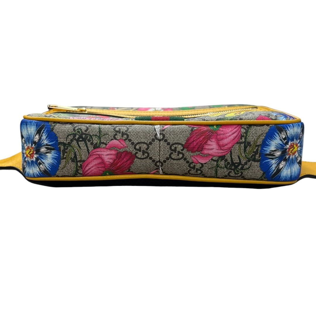 GUCCI GG Flora Ophidia Belt Bag PVC Leather Yellow GU588