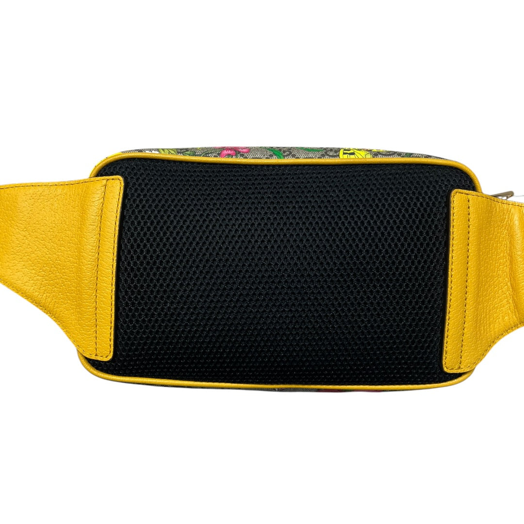 GUCCI GG Flora Ophidia Belt Bag PVC Leather Yellow GU588