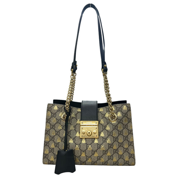GUCCI Padlock Bee GG Supreme Small Chain Shoulder Bag  GU590