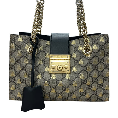 GUCCI Padlock Bee GG Supreme Small Chain Shoulder Bag GU590