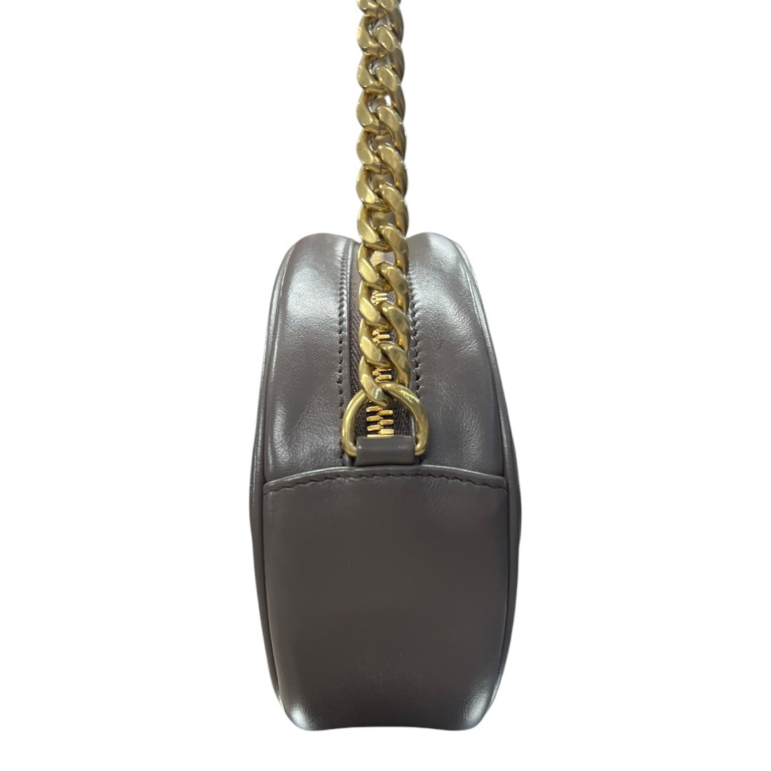 PRADA Diagram Leather Chain Shoulder Bag Gray PR192