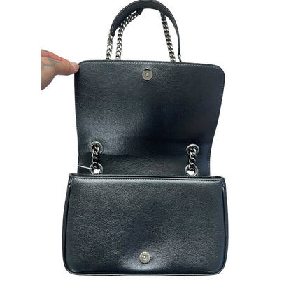 PRADA Studded Leather Flap Chain Shoulder Bag Black  PR193