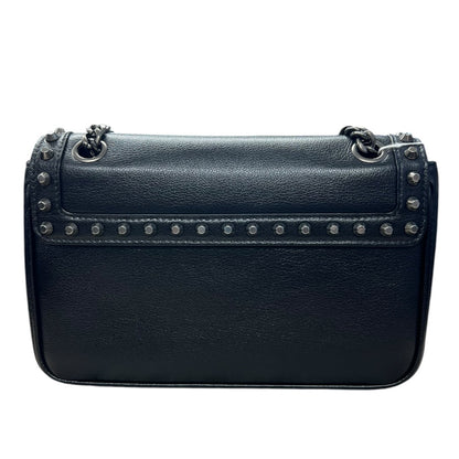 PRADA Studded Leather Flap Chain Shoulder Bag Black  PR193
