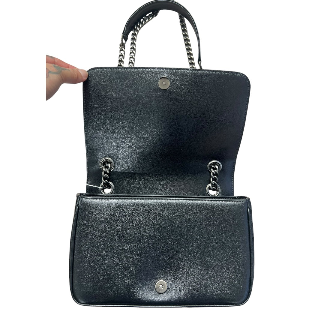 PRADA Studded Leather Flap Chain Shoulder Bag Black  PR193