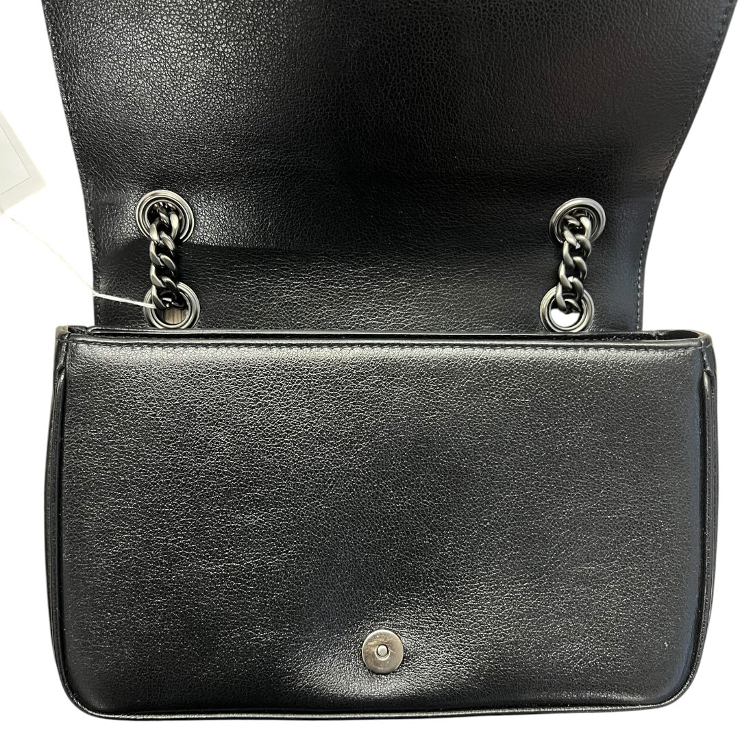 PRADA Studded Leather Flap Chain Shoulder Bag Black  PR193