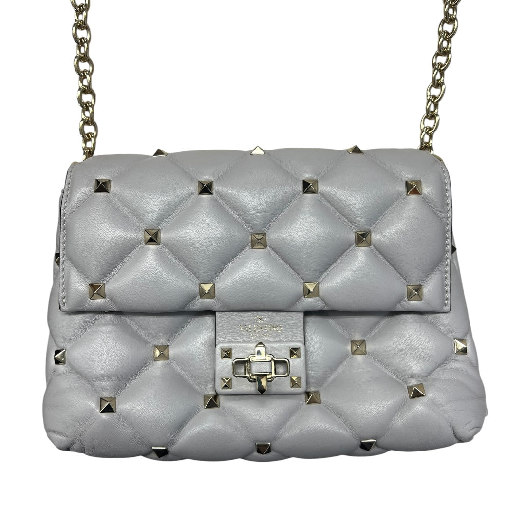 VALENTINO GARAVANI Rockstud Leather Chain Shoulder Bag Gray PR194
