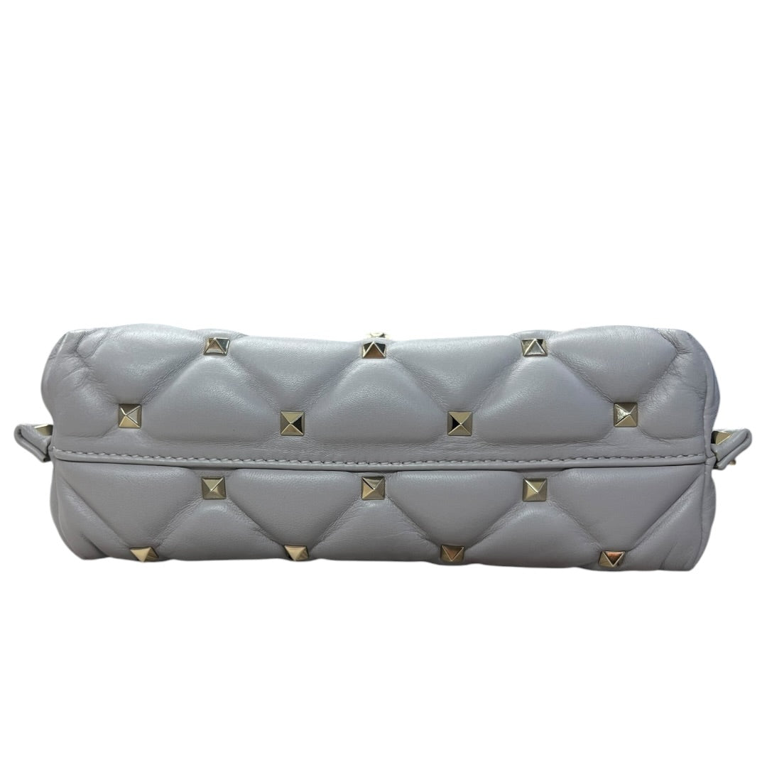 VALENTINO GARAVANI Rockstud Leather Chain Shoulder Bag Gray PR194