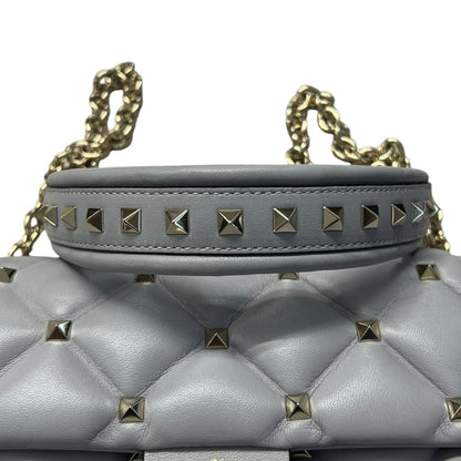 VALENTINO GARAVANI Rockstud Leather Chain Shoulder Bag Gray PR194