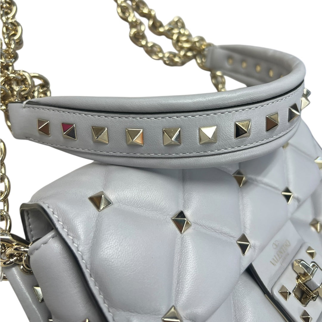 VALENTINO GARAVANI Rockstud Leather Chain Shoulder Bag Gray PR194