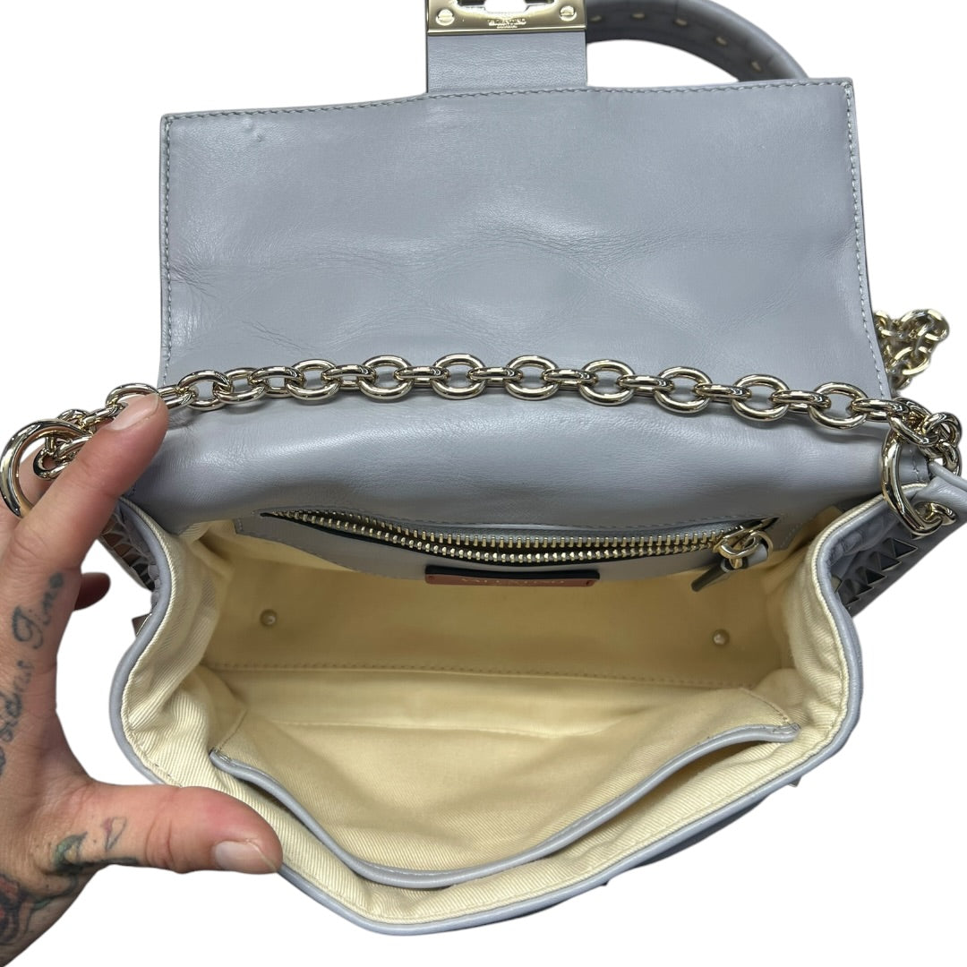 VALENTINO GARAVANI Rockstud Leather Chain Shoulder Bag Gray PR194
