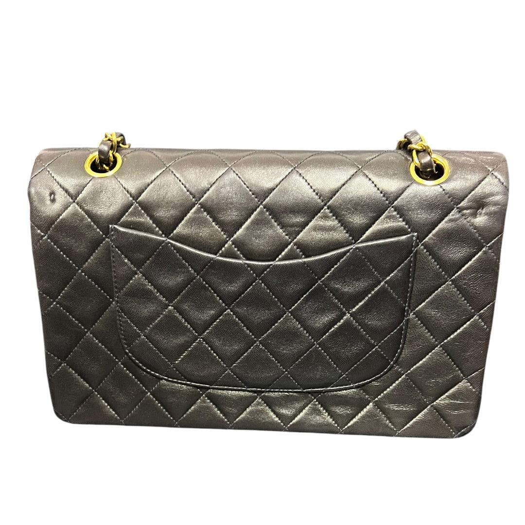 CHANEL Classic Double Flap 25 Matelasse Lambskin Brown Gold Hardware Chain Shoulder Bag CH2120