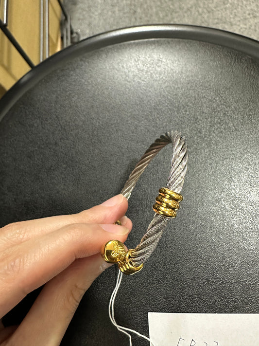 Philippe Charriol Two-Tone Twisted Wire Cable Ladies Bangle Bracelet - ER22