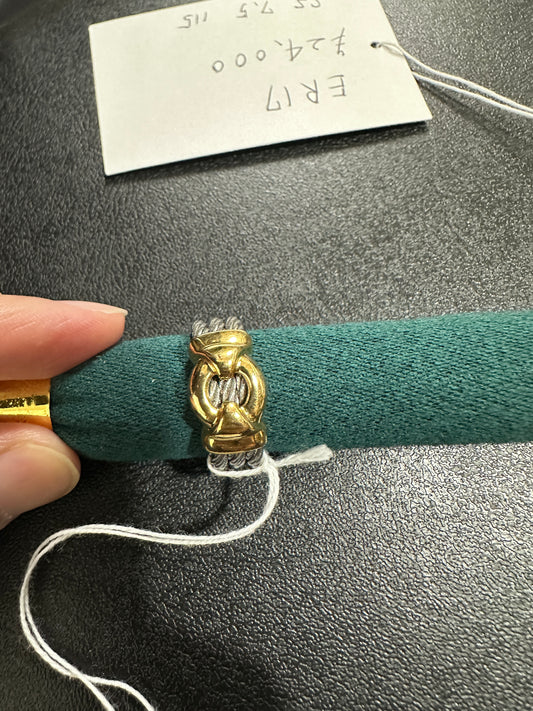 Philippe Charriol Twisted Wire Two-Tone Stainless Steel Ladies Ring - ER18