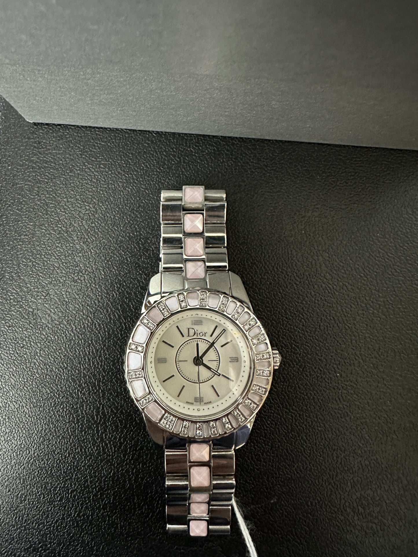 Christian Dior Christal CD112111 Pink Crystal White Mother of Pearl Dial 27mm Ladies Watch - ER12