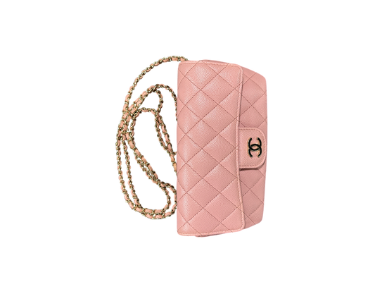 Chanel Matelasse 18 Mini Flap Bag Pink Caviar Leather Gold Hardware Series 31 - CH2081