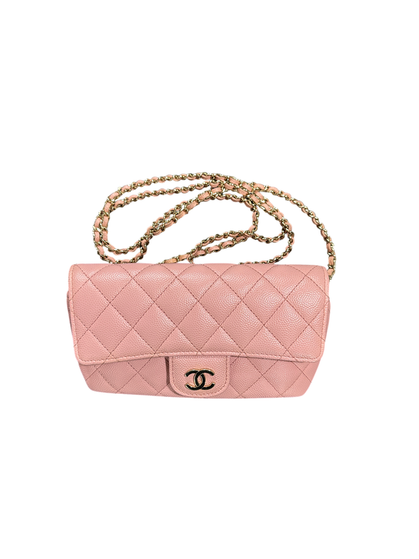 Chanel Matelassé 18 Mini Flap Bag Pink Caviar Leather Gold Hardware Series 31 - CH2081