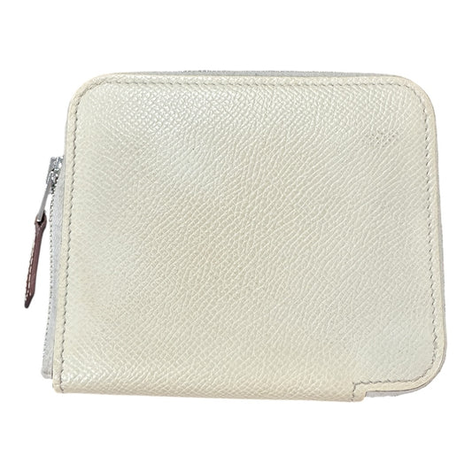 Authentic Hermes Silk'In Compact Zip Around Wallet Epsom Leather HE426