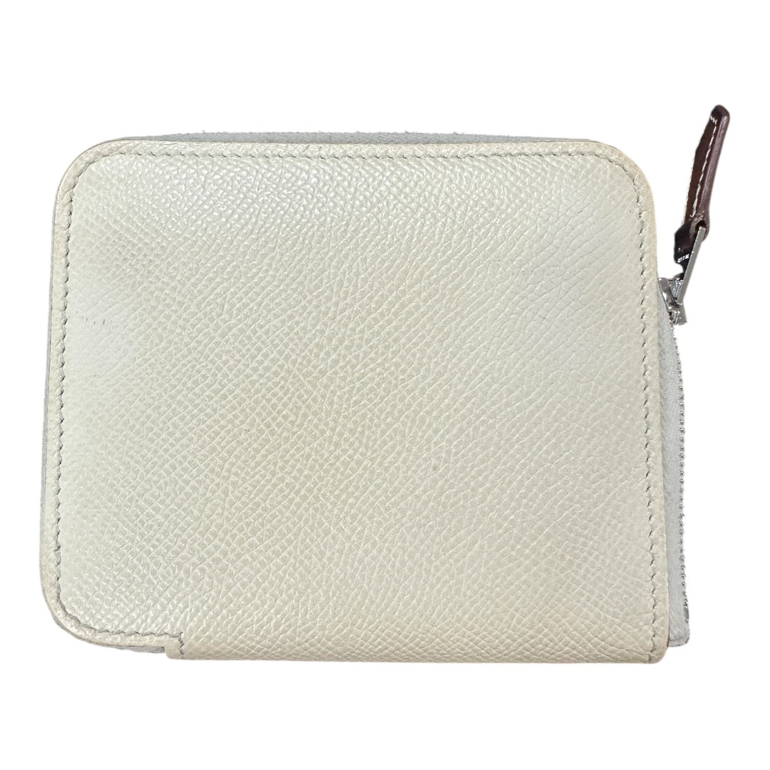 Authentic Hermes Silk'In Compact Zip Around Wallet Epsom Leather HE426