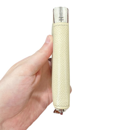 Authentic Hermes Silk'In Compact Zip Around Wallet Epsom Leather HE426