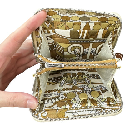 Authentic Hermes Silk'In Compact Zip Around Wallet Epsom Leather HE426