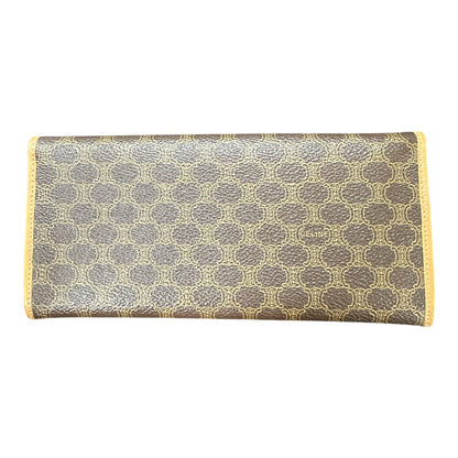 Authentic Celine Vintage Macadam Canvas Flap Long Wallet CE253