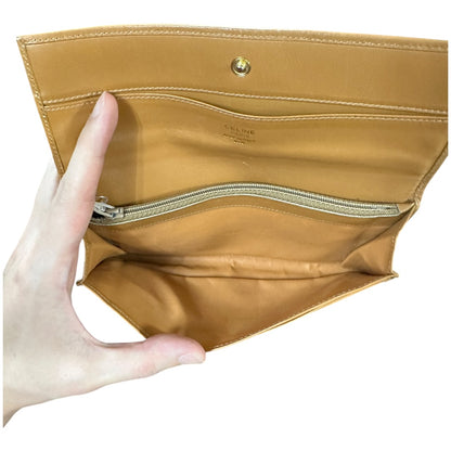 Authentic Celine Vintage Macadam Canvas Flap Long Wallet CE253