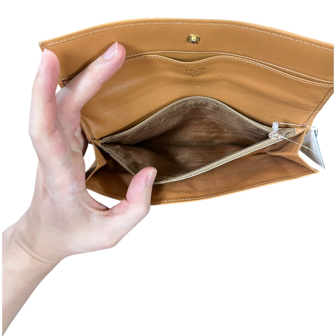 Authentic Celine Vintage Macadam Canvas Flap Long Wallet CE253