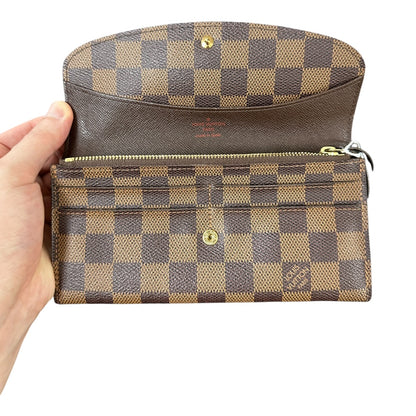 Authentic Louis Vuitton Damier Ebene Canvas Long Wallet LO2160