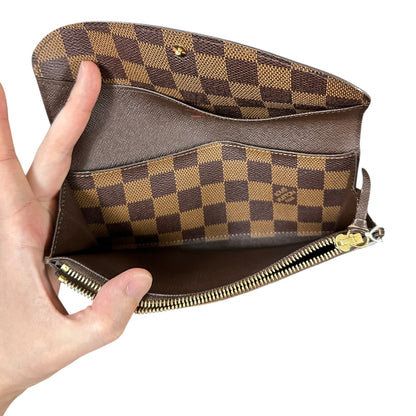 Authentic Louis Vuitton Damier Ebene Canvas Long Wallet LO2160