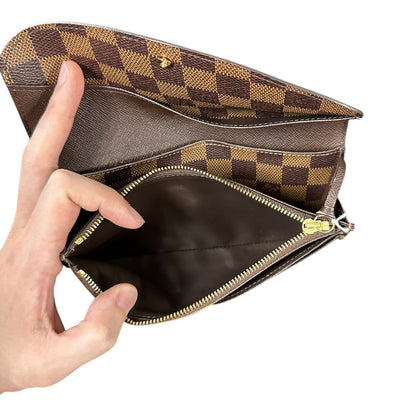 Authentic Louis Vuitton Damier Ebene Canvas Long Wallet LO2160