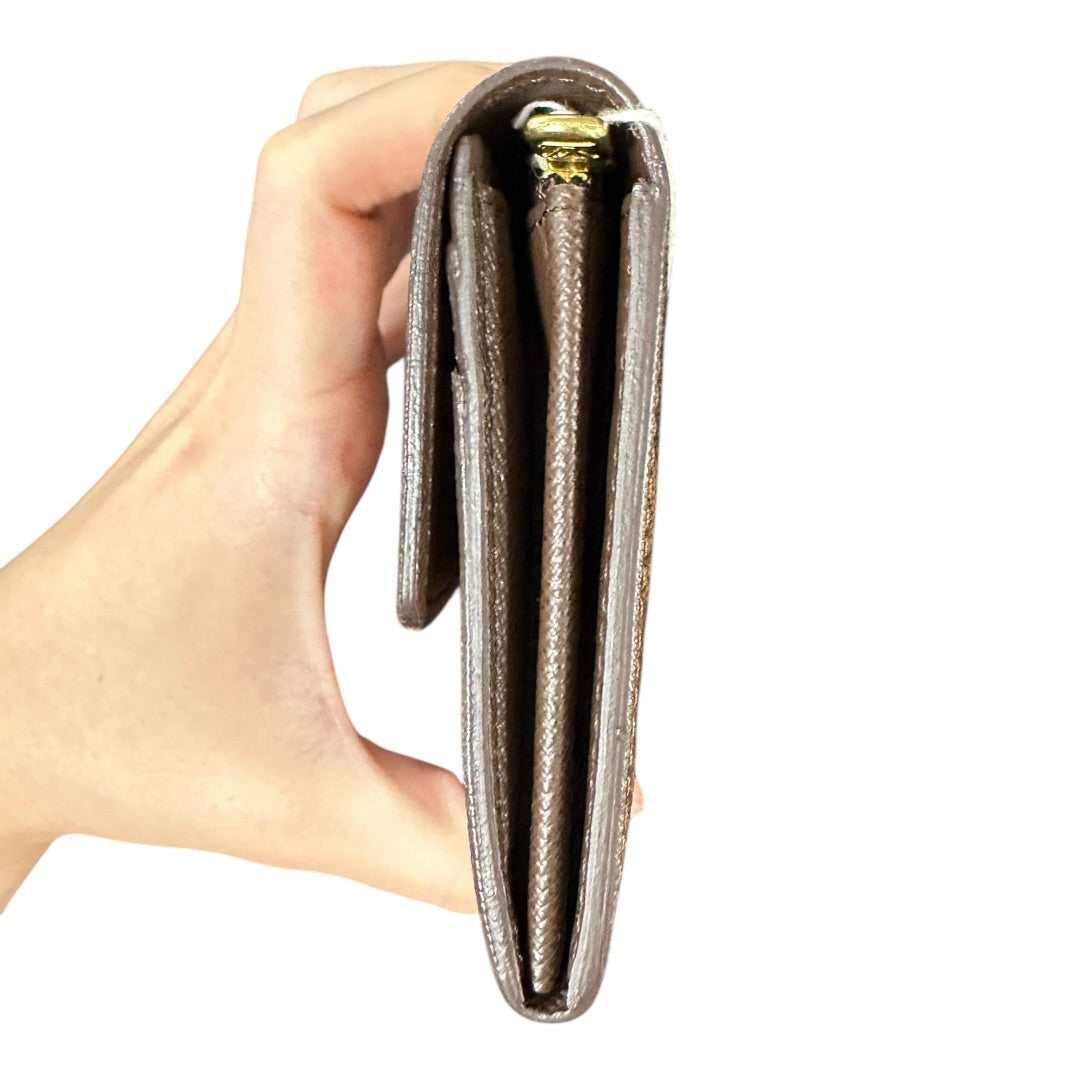 Authentic Louis Vuitton Damier Ebene Canvas Sarah Flap Long Wallet LO2155