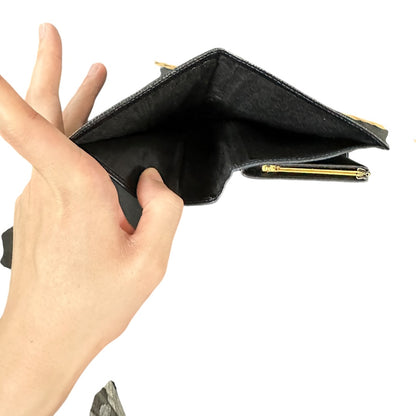 Authentic Chanel Caviar Leather CC Logo Kiss Lock Long Wallet Black CH2067