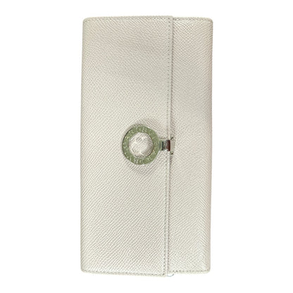 Authentic Bvlgari Bvlgari Logo Clip Leather Long Wallet Light Pink BV58