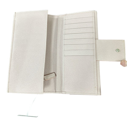 Authentic Bvlgari Bvlgari Logo Clip Leather Long Wallet Light Pink BV58