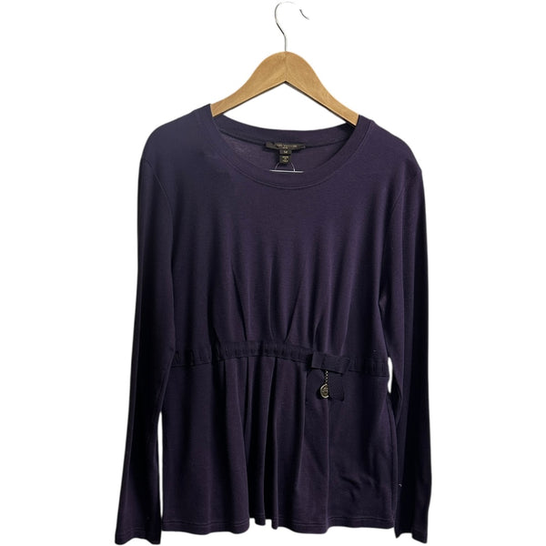 Authentic Louis Vuitton Purple Long Sleeve Top with Charm Detail Ju46