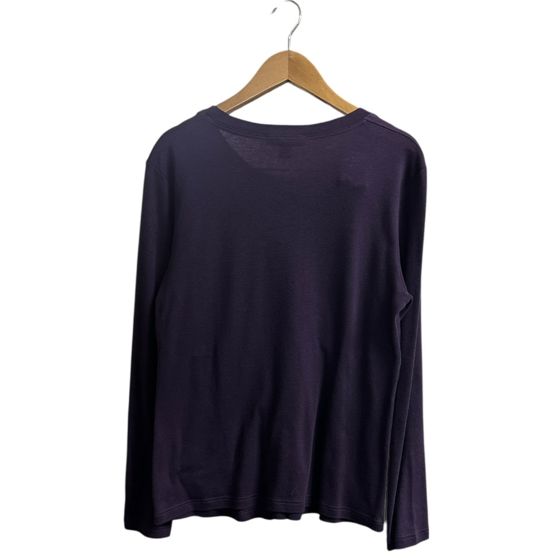 Authentic Louis Vuitton Purple Long Sleeve Top with Charm Detail Ju46