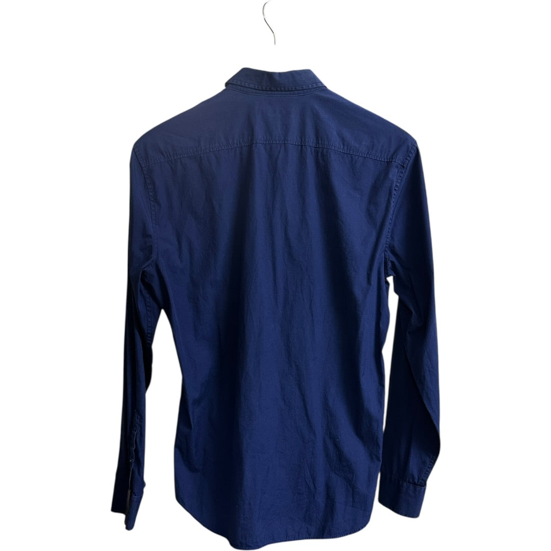 Authentic Burberry Brit Long Sleeve Shirt Blue with Check Trim BU1014