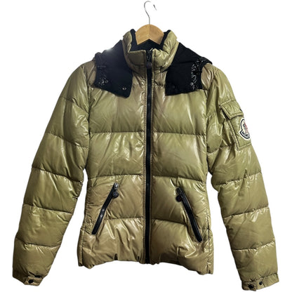 Authentic Moncler Shiny Khaki Green Hooded Down Jacket MO213