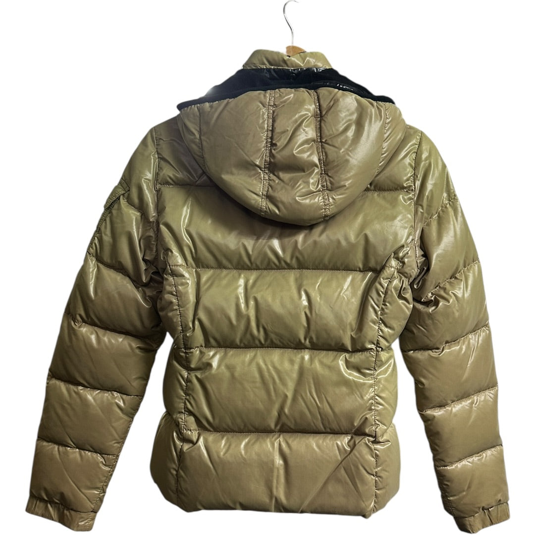 Authentic Moncler Shiny Khaki Green Hooded Down Jacket MO213