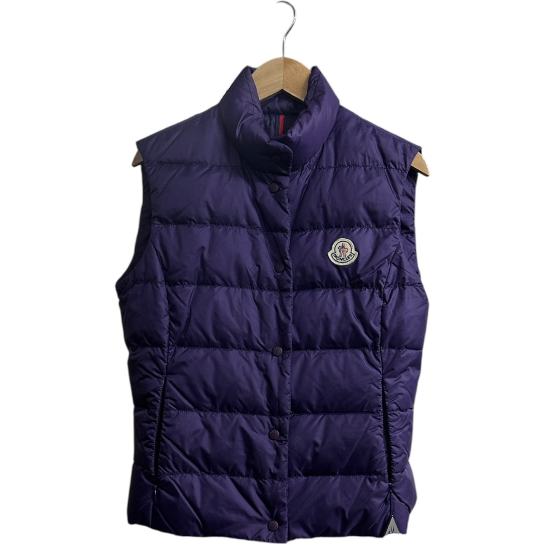 Authentic Moncler Logo Down Vest Purple Quilted Gilet MO228