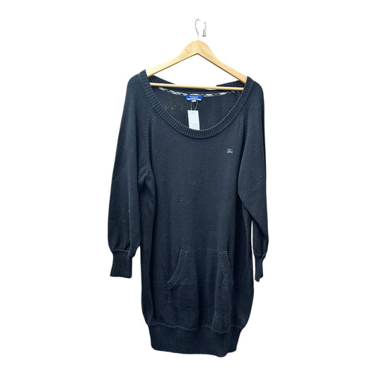 Authentic Burberry Blue Label Black Knit Tunic Dress with Back Logo BU1020