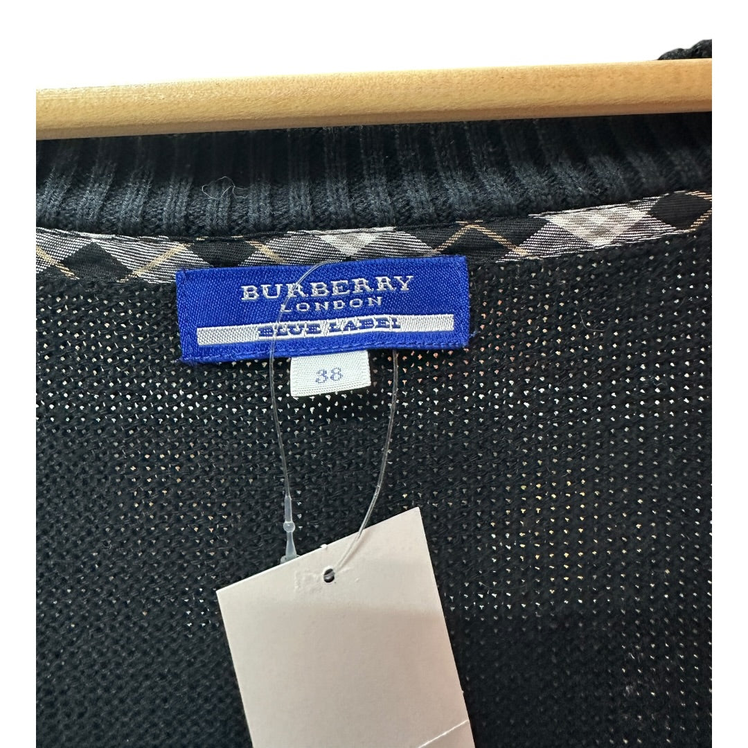 Authentic Burberry Blue Label Black Knit Tunic Dress with Back Logo BU1020