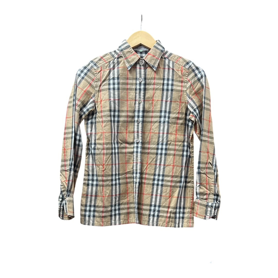 Authentic Burberrys Vintage Nova Check Long Sleeve Shirt Beige BU1192