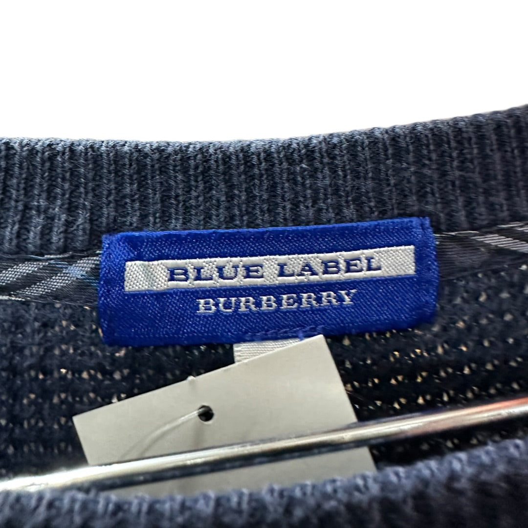 Authentic Burberry Blue Label Blue Waffle Knit Sweater BU1128